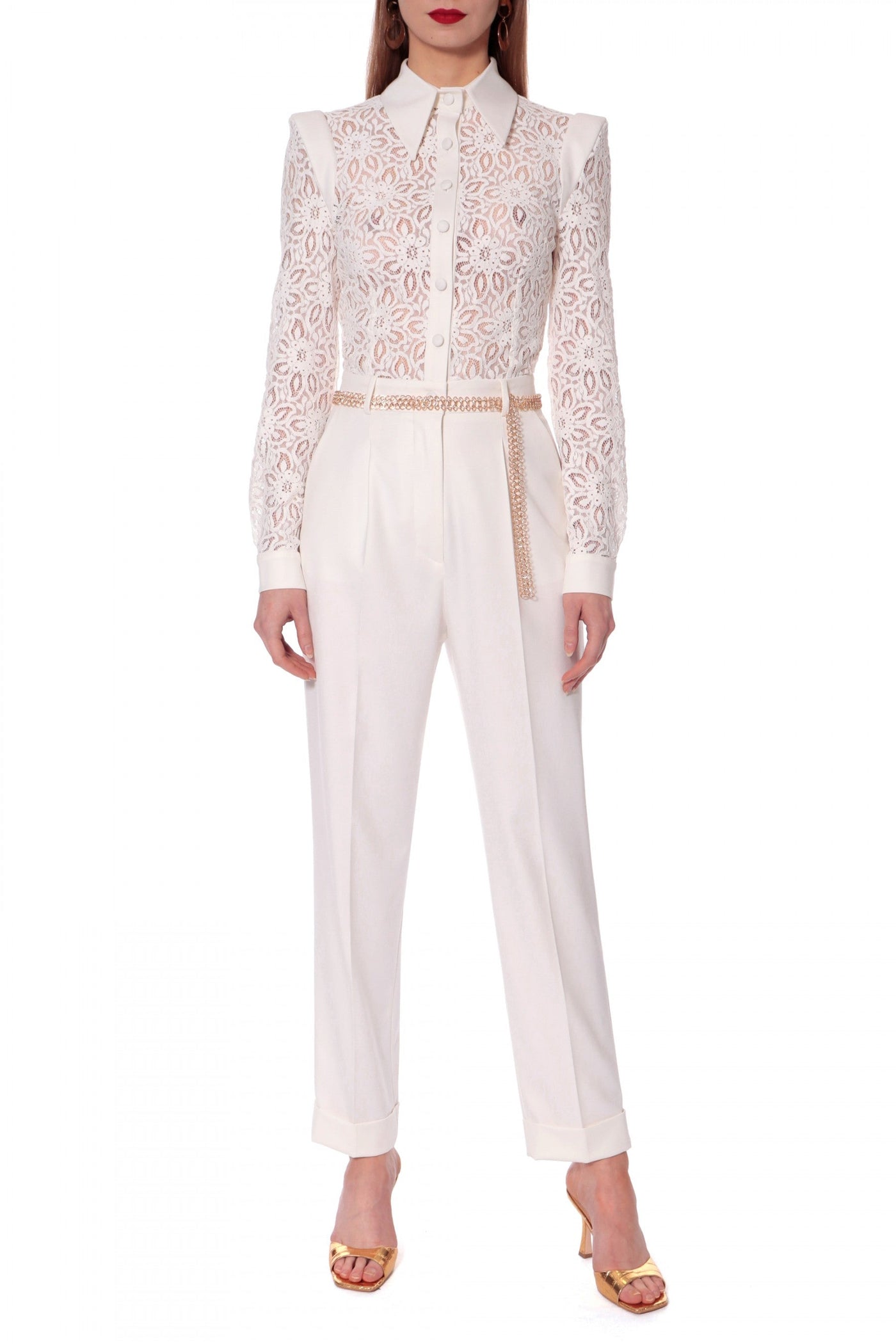 Aylin Aesthetic White Lace Top Jumpsuit