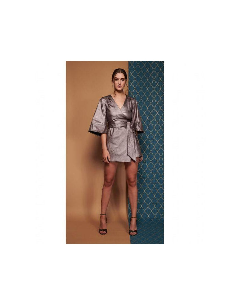 Mary H Wrap Metallic kimono dress Lone Design Club