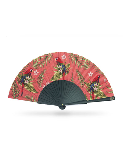 Plum Parrot Hand-Fan